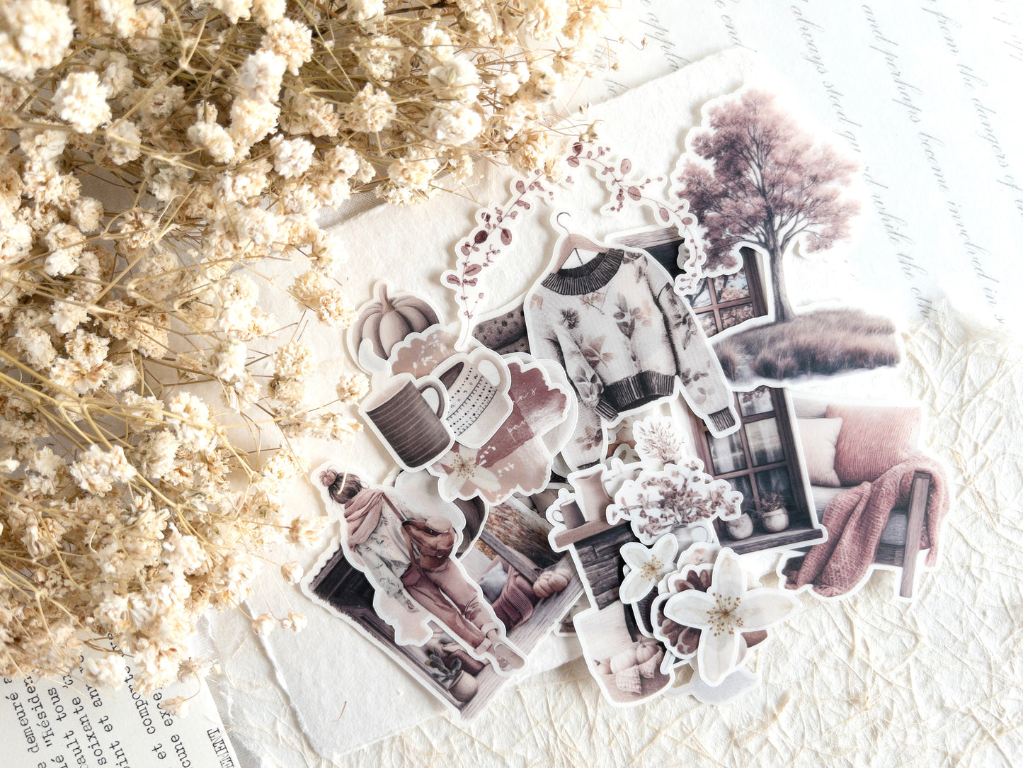 Fall sticker flakes set: Autumn's pause (28 pieces)