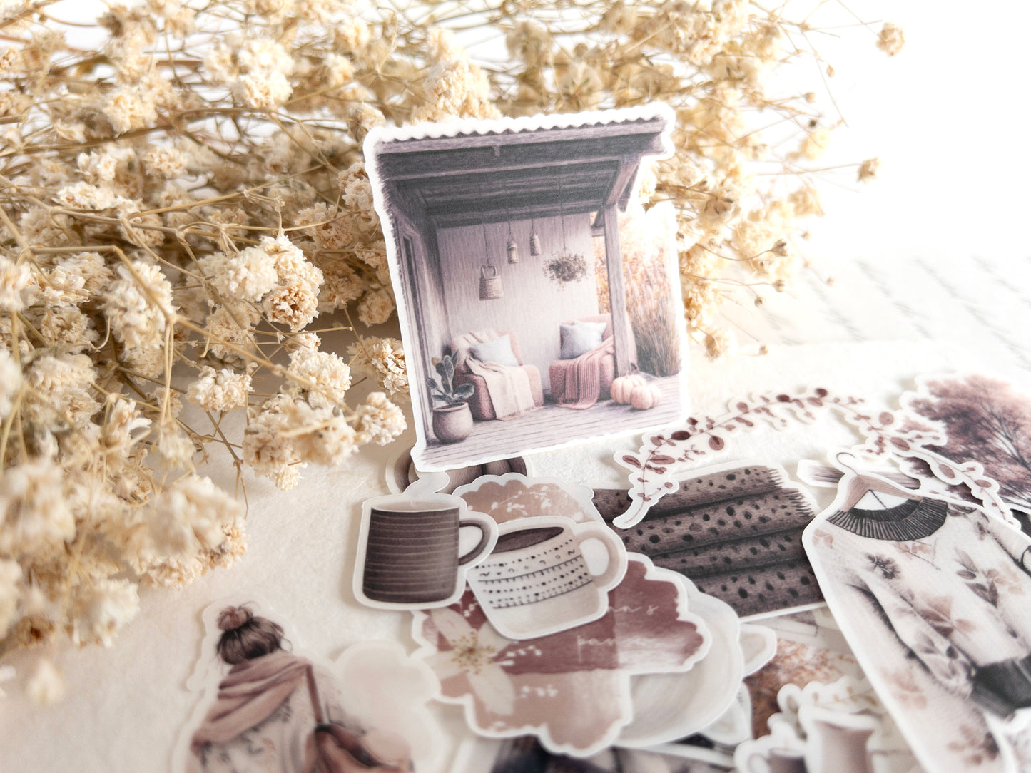 Fall sticker flakes set: Autumn's pause (28 pieces)