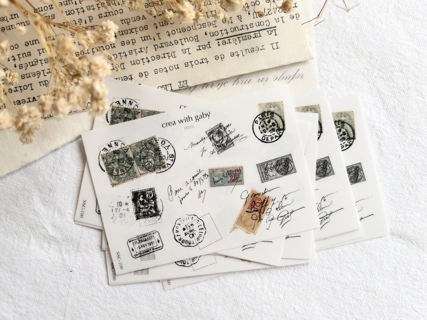 Mini stickers: Postal stamps clear stickers (100)