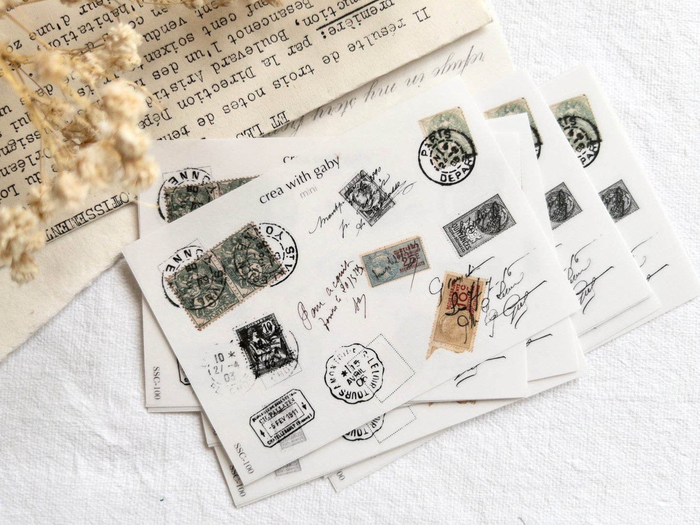 Mini stickers: Postal stamps clear stickers (100)