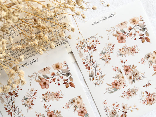 Warm florals deco stickers (118)
