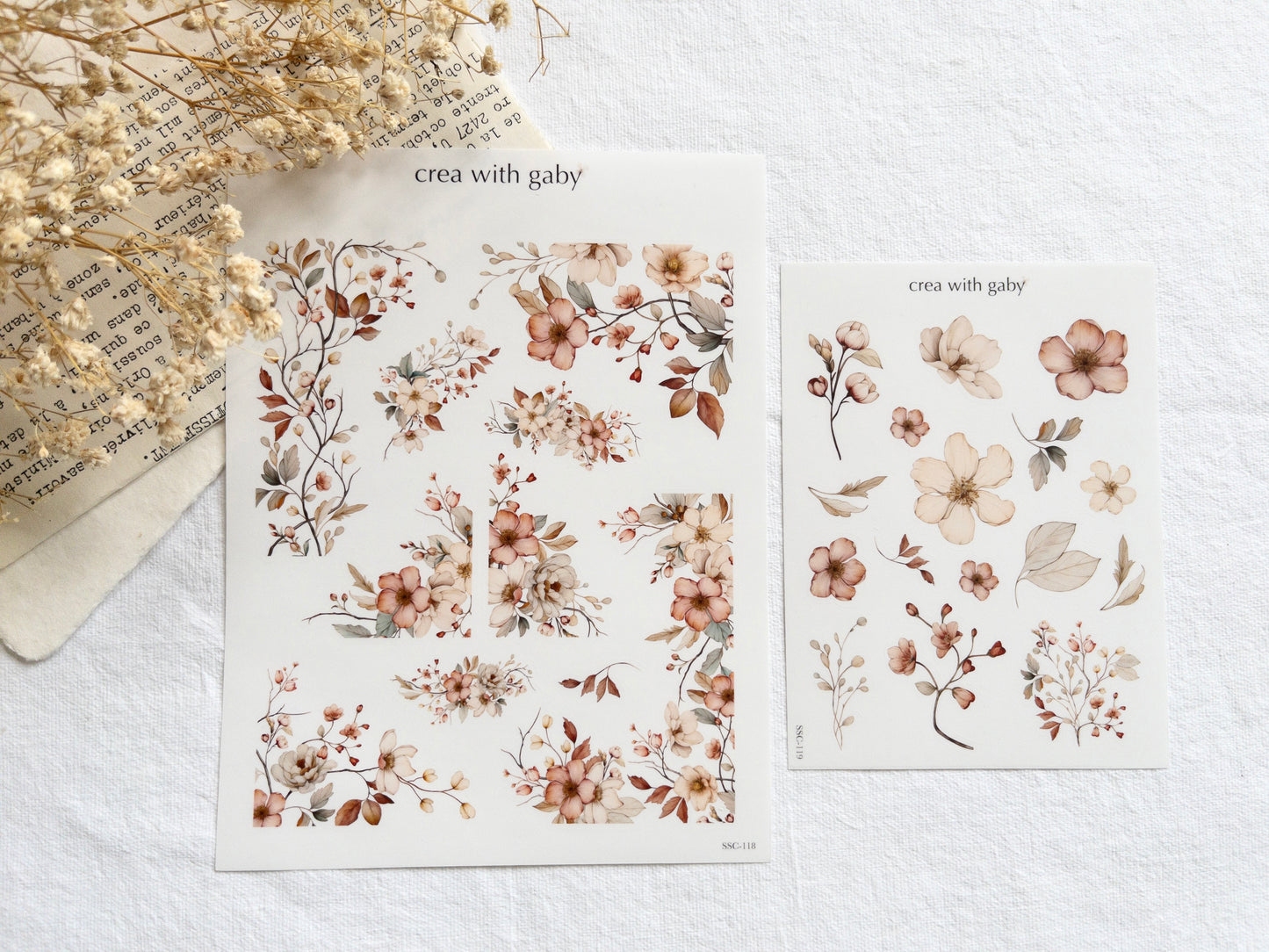 Warm florals deco stickers duo