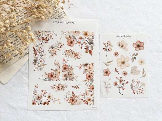 Warm florals deco stickers duo
