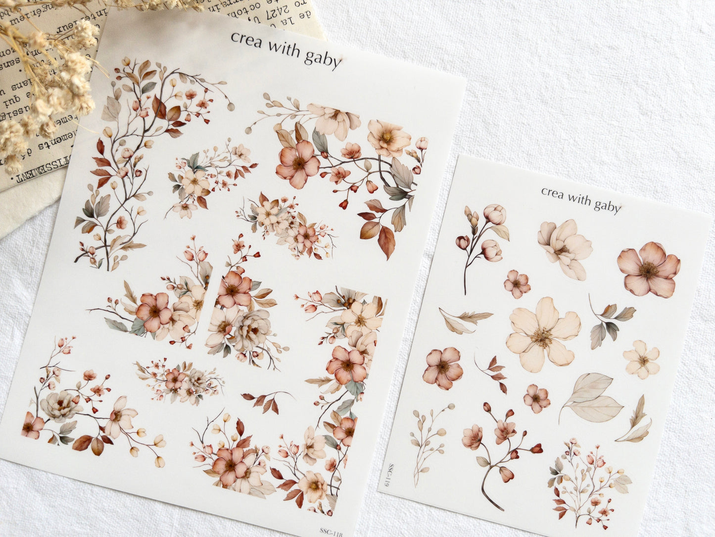 Warm florals deco stickers duo