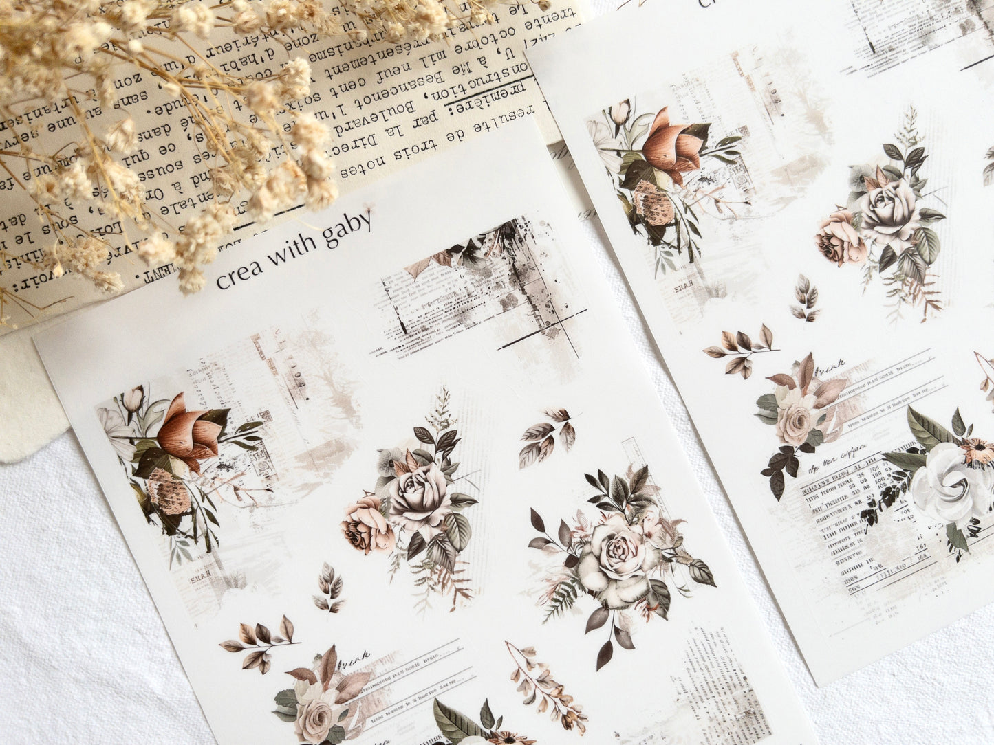 Vintage rose deco stickers (115)