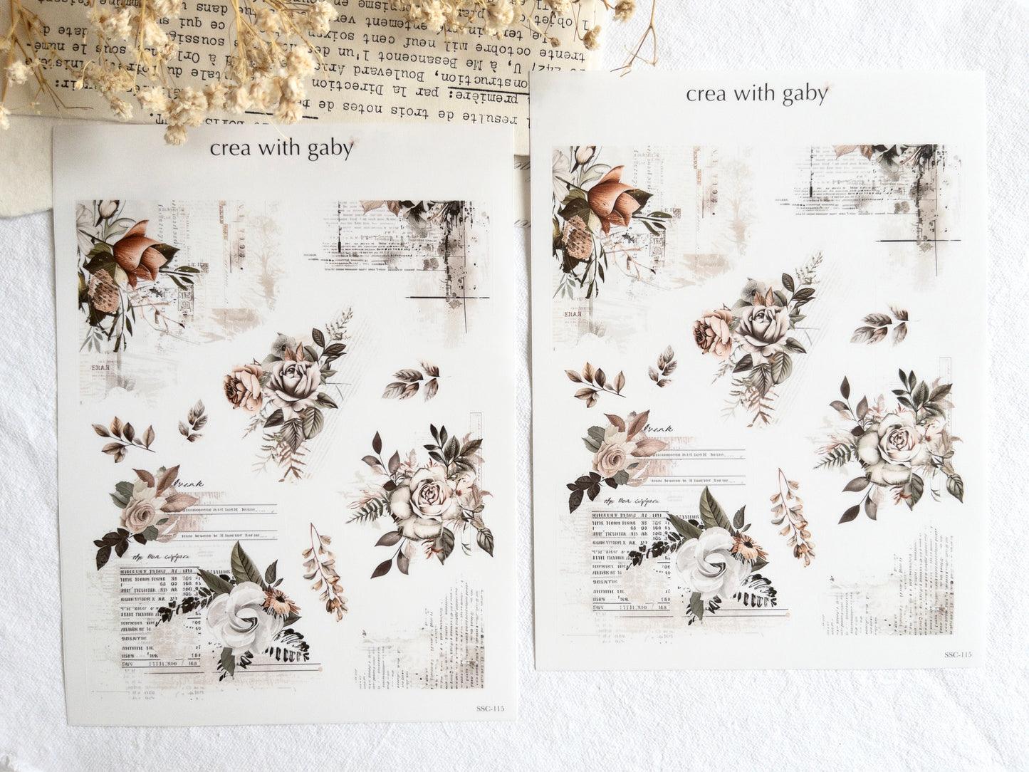 Vintage rose deco stickers (115)
