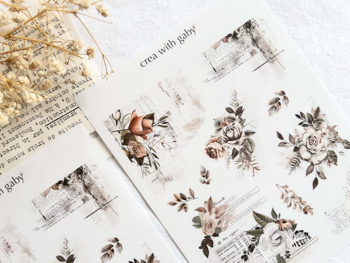 Vintage rose deco stickers (115)