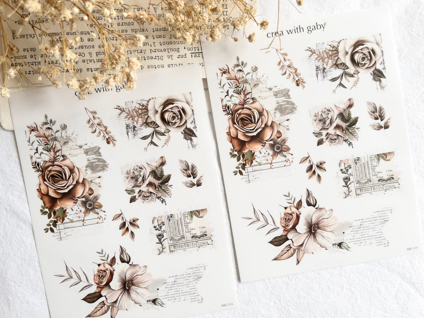 Vintage rose deco stickers II (114)