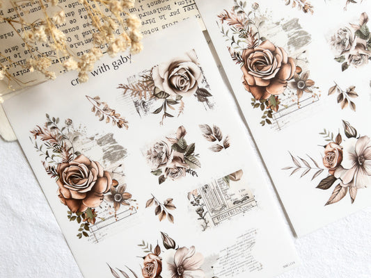 Vintage rose deco stickers II (114)