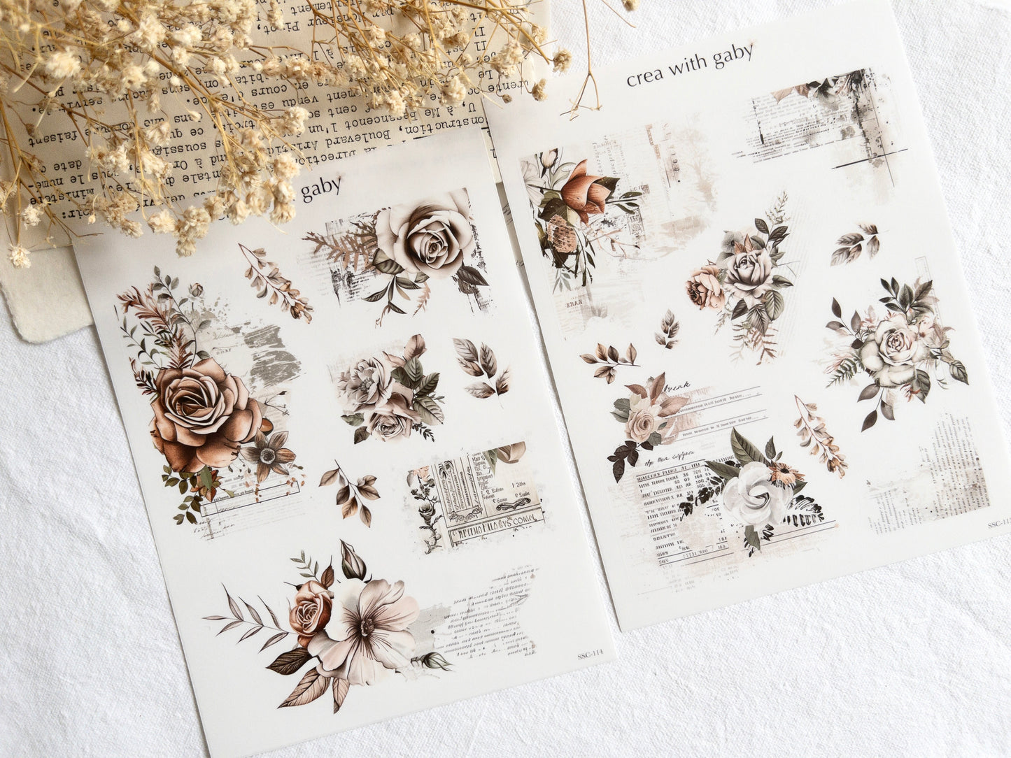 Vintage roses deco stickers duo