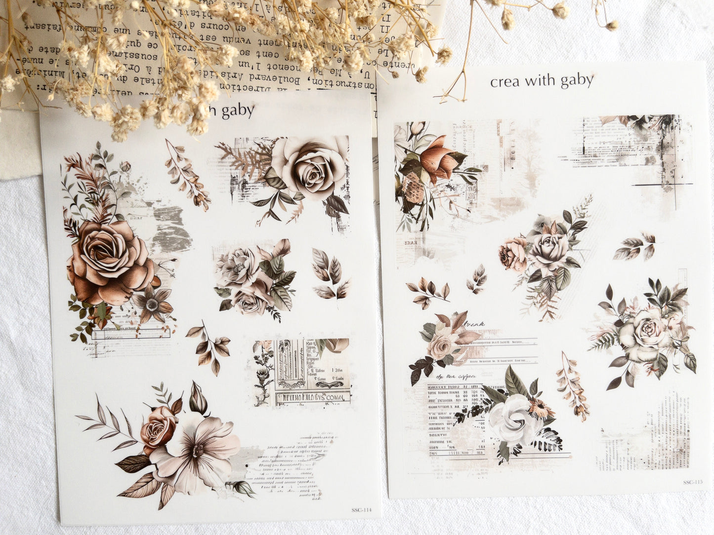 Vintage roses deco stickers duo