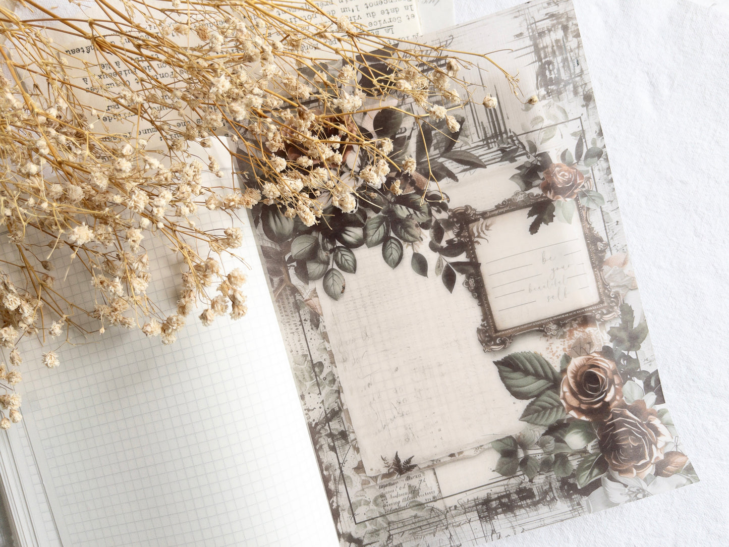 Vellum paper: Vintage roses