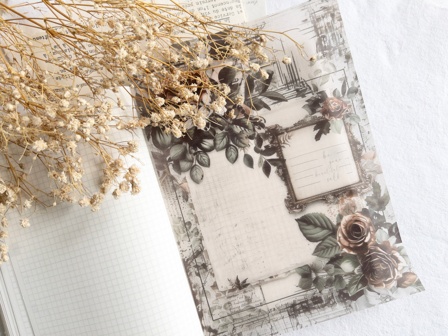 Vellum paper: Vintage roses
