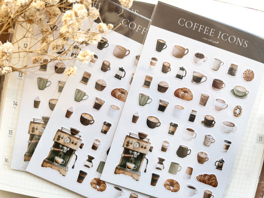 Mini coffee icon stickers: Rustic roast