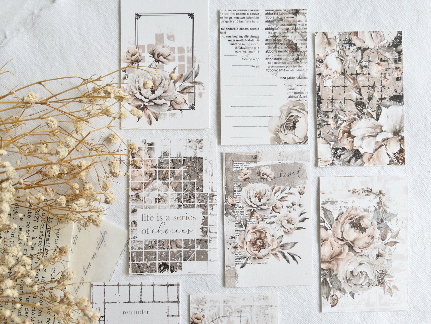 Journaling cards: Amantea collection (Set of 8)