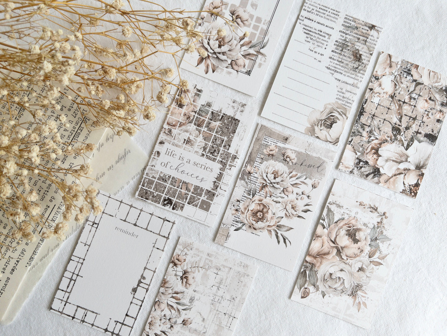 Journaling cards: Amantea collection (Set of 8)