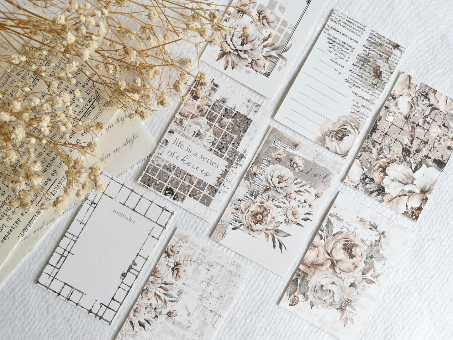 Journaling cards: Amantea collection (Set of 8)