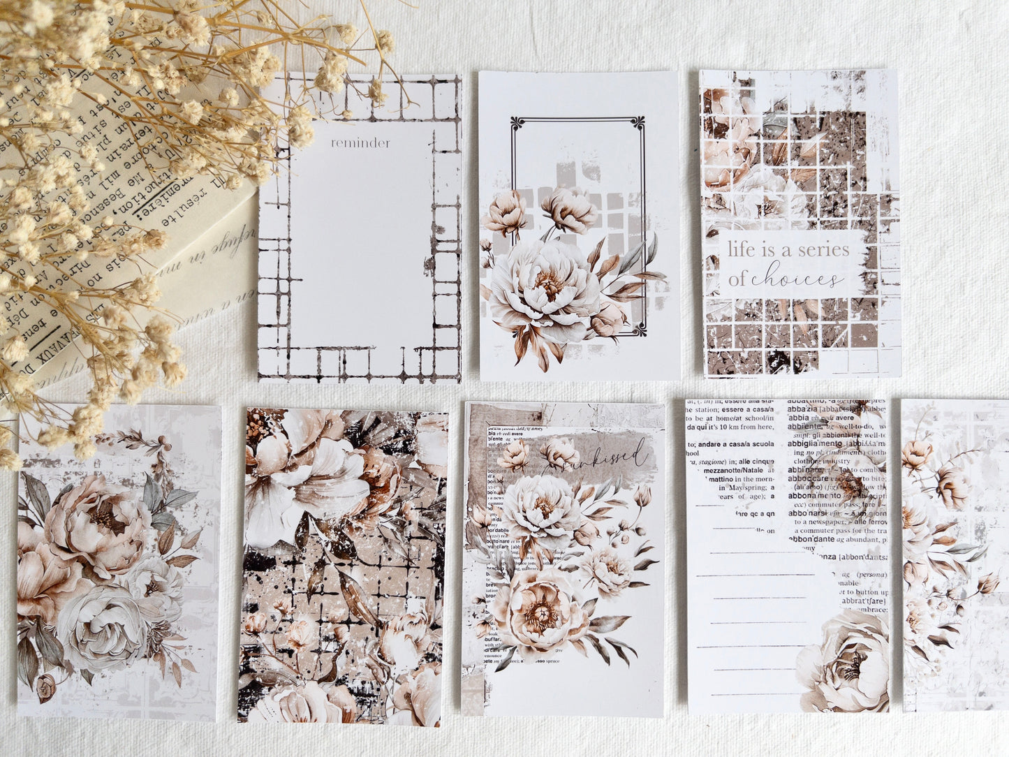 Journaling cards: Amantea collection (Set of 8)