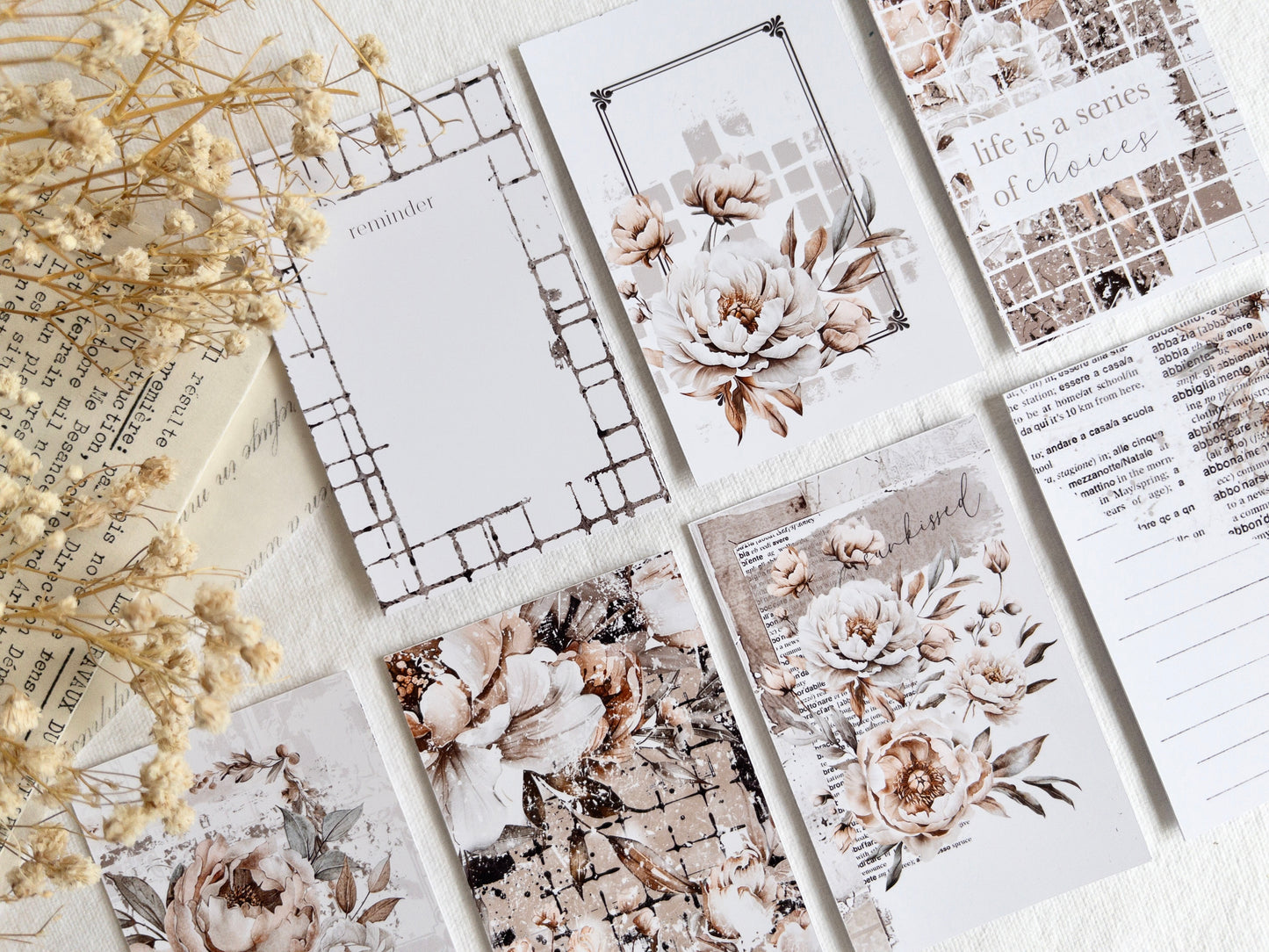 Journaling cards: Amantea collection (Set of 8)