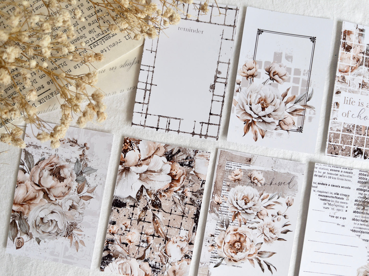 Journaling cards: Amantea collection (Set of 8)