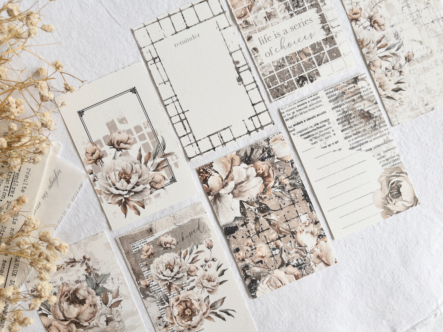 Journaling cards: Amantea collection (Set of 8)