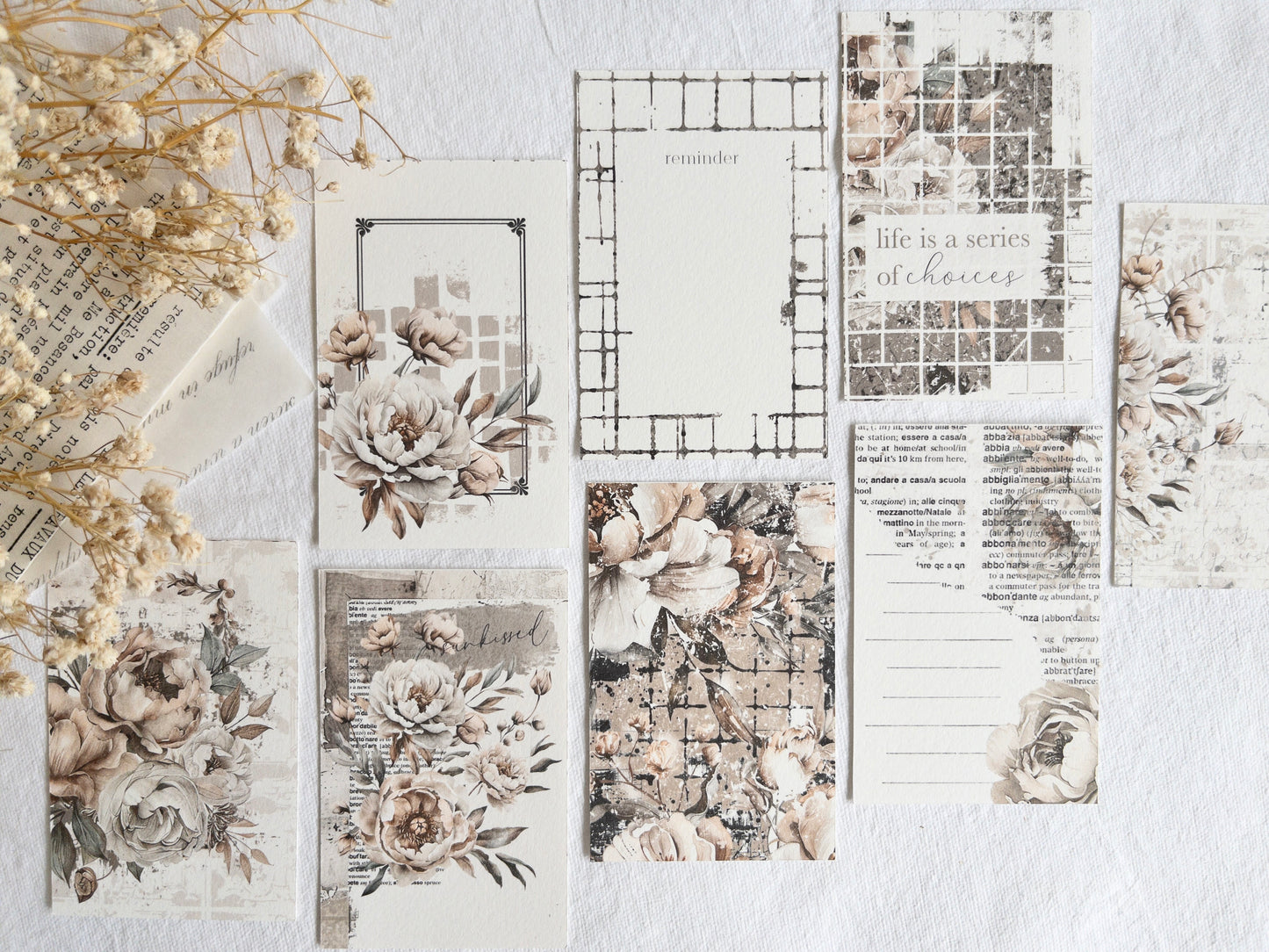 Journaling cards: Amantea collection (Set of 8)