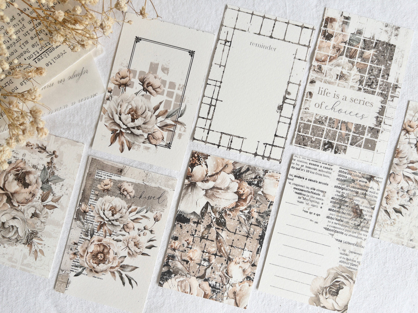 Journaling cards: Amantea collection (Set of 8)