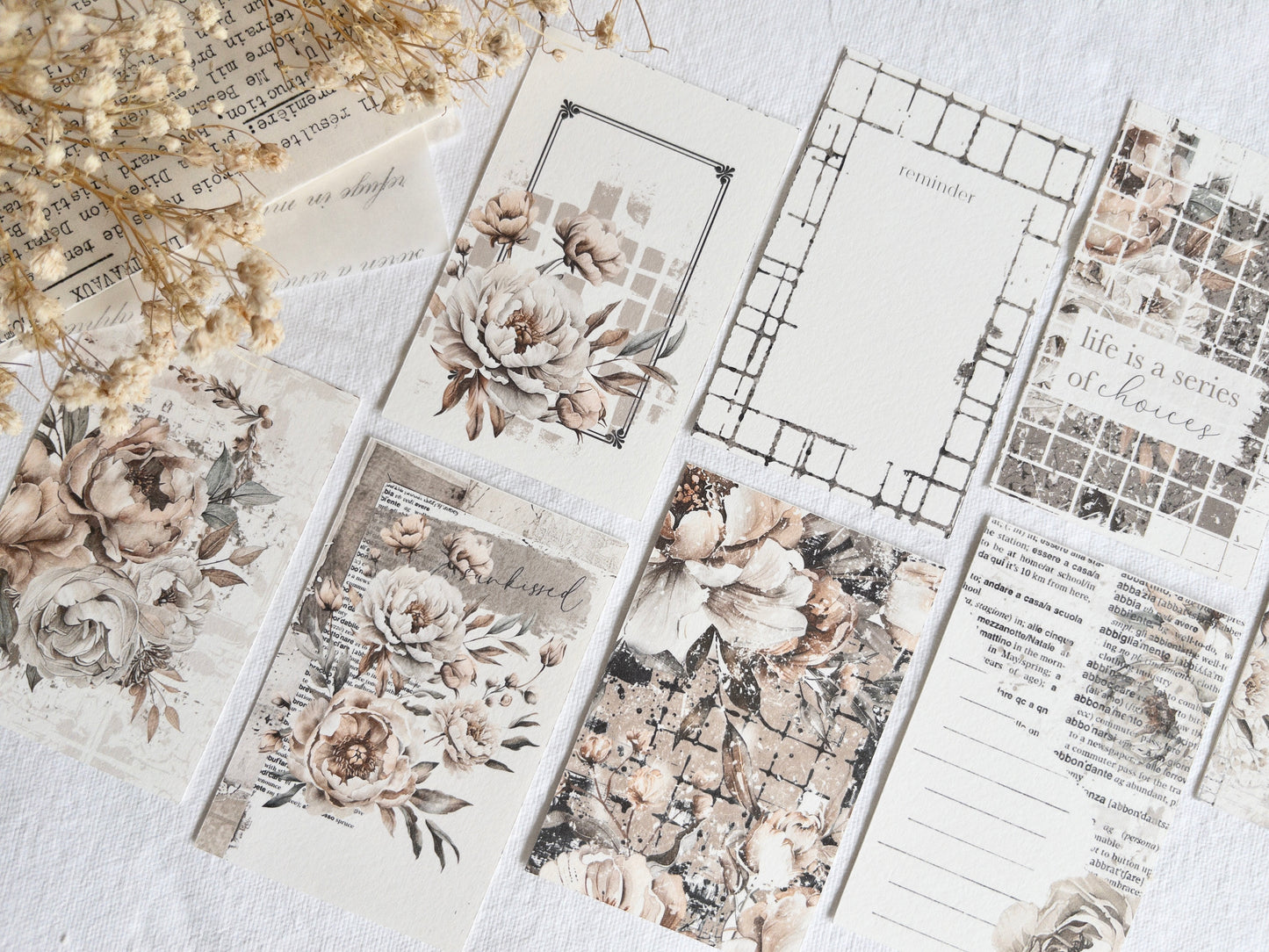 Journaling cards: Amantea collection (Set of 8)