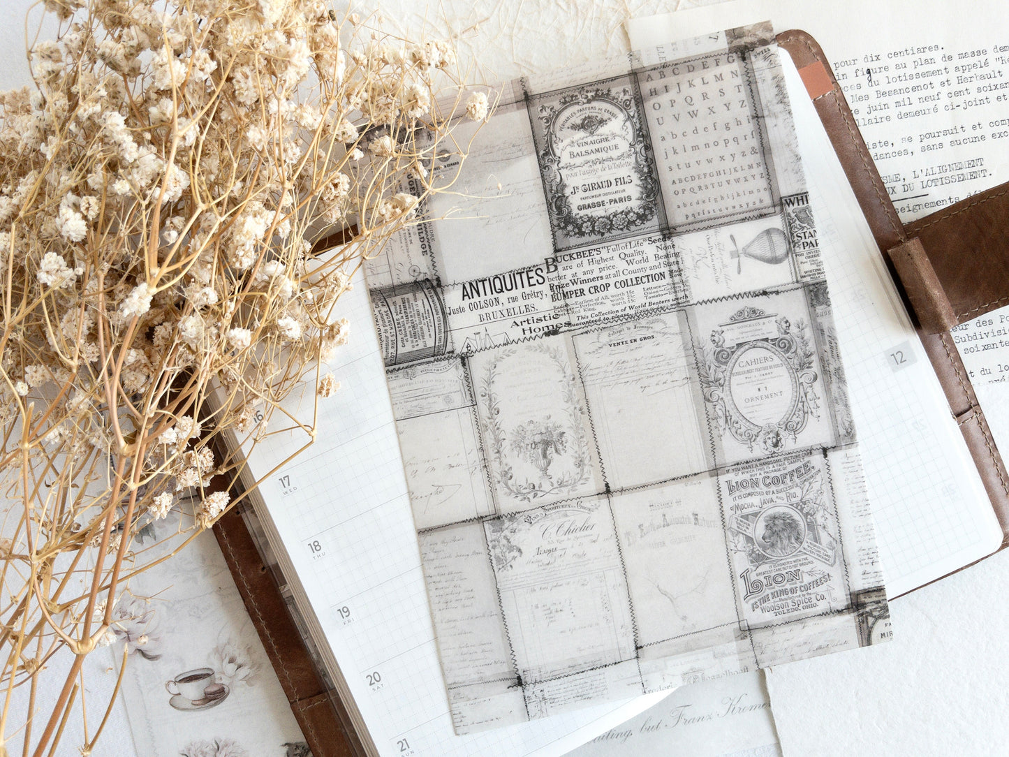 A5 deco dashboard & background paper: Afternoon tea (December 2025 sub kit)