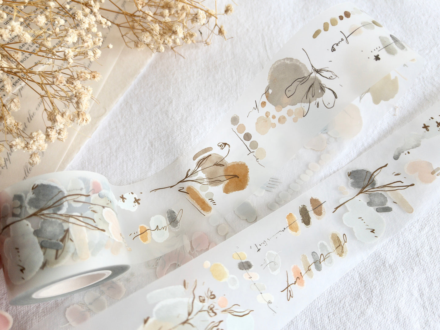 Meow Illustration PET Tape - Rosewood (Single loop)