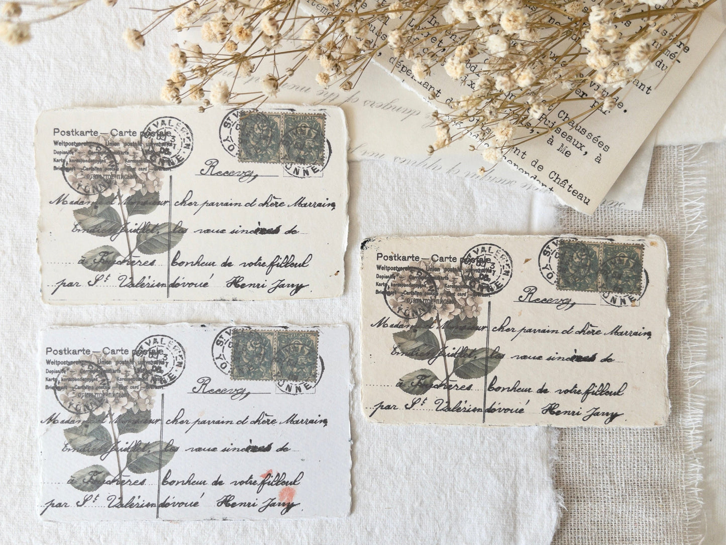 Printed mini postcard on handmade paper: Memories vol 2