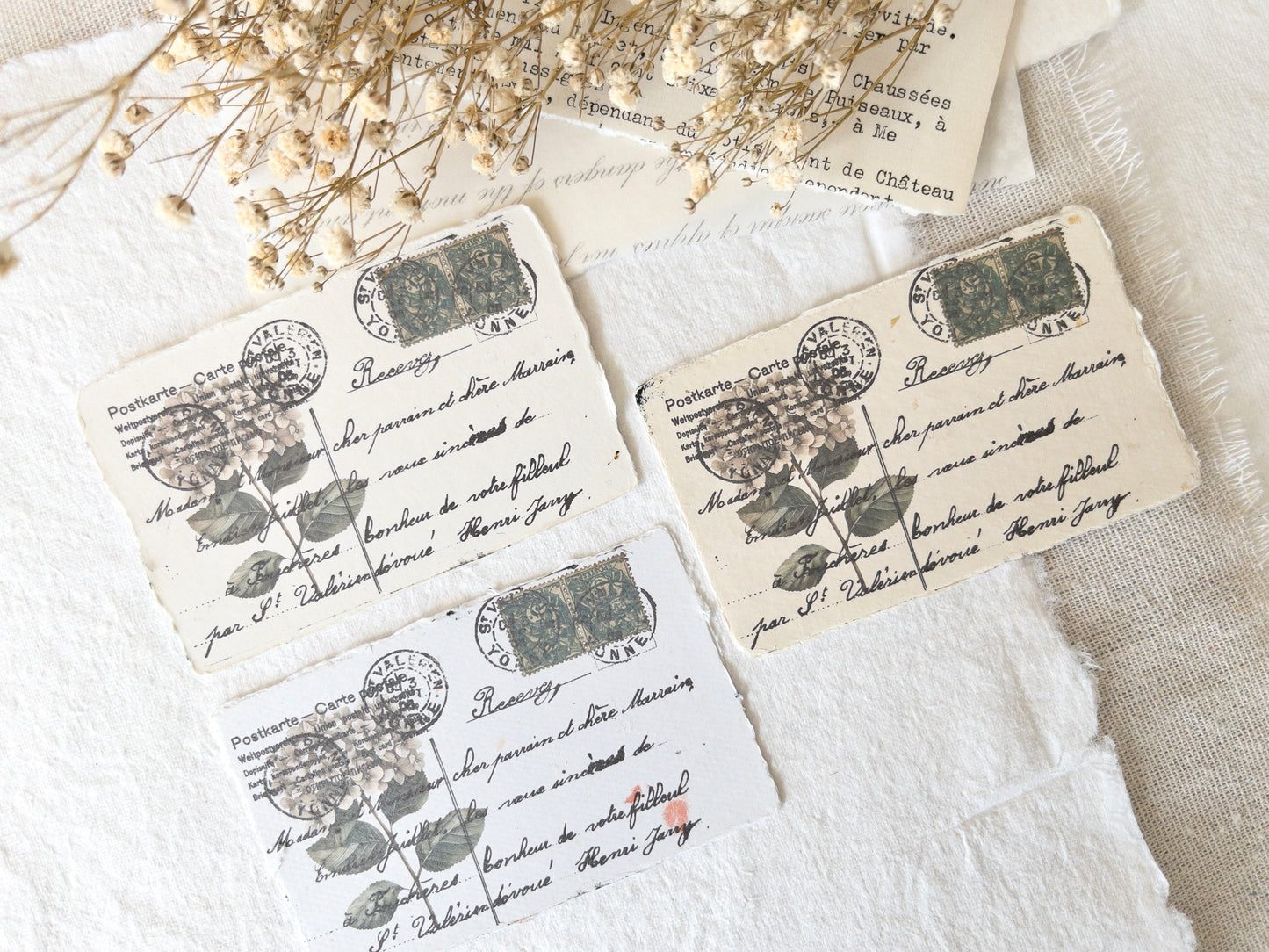 Printed mini postcard on handmade paper: Memories vol 2