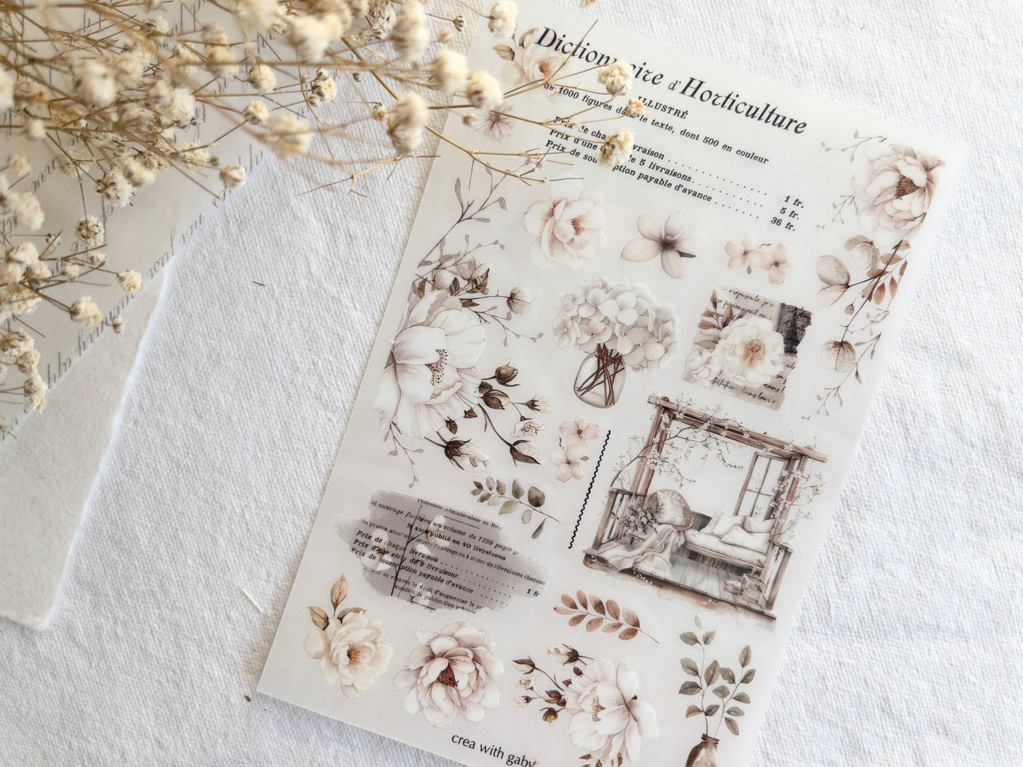 Transfer stickers: Deco florals (White blooms collection)