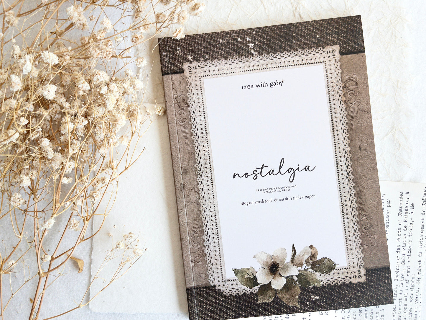 Crafting paper & sticker pad: Nostalgia (February 2026 sub kit)