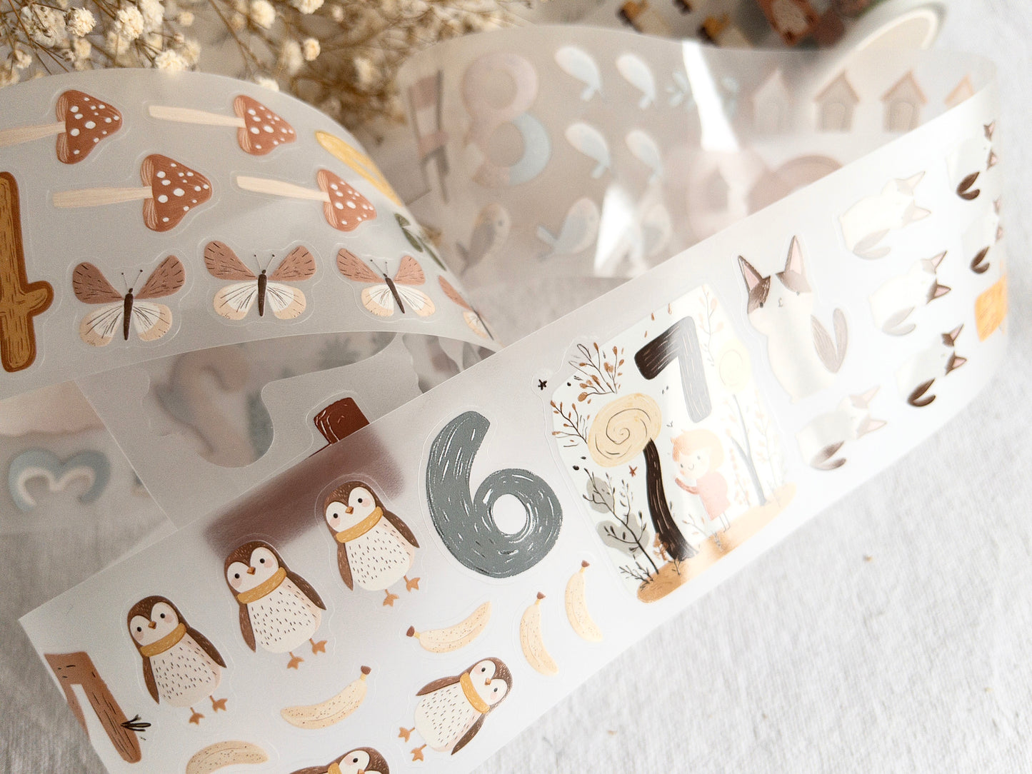 For Littles: "Numbers" Pre-cut PET tape (Sticker roll)