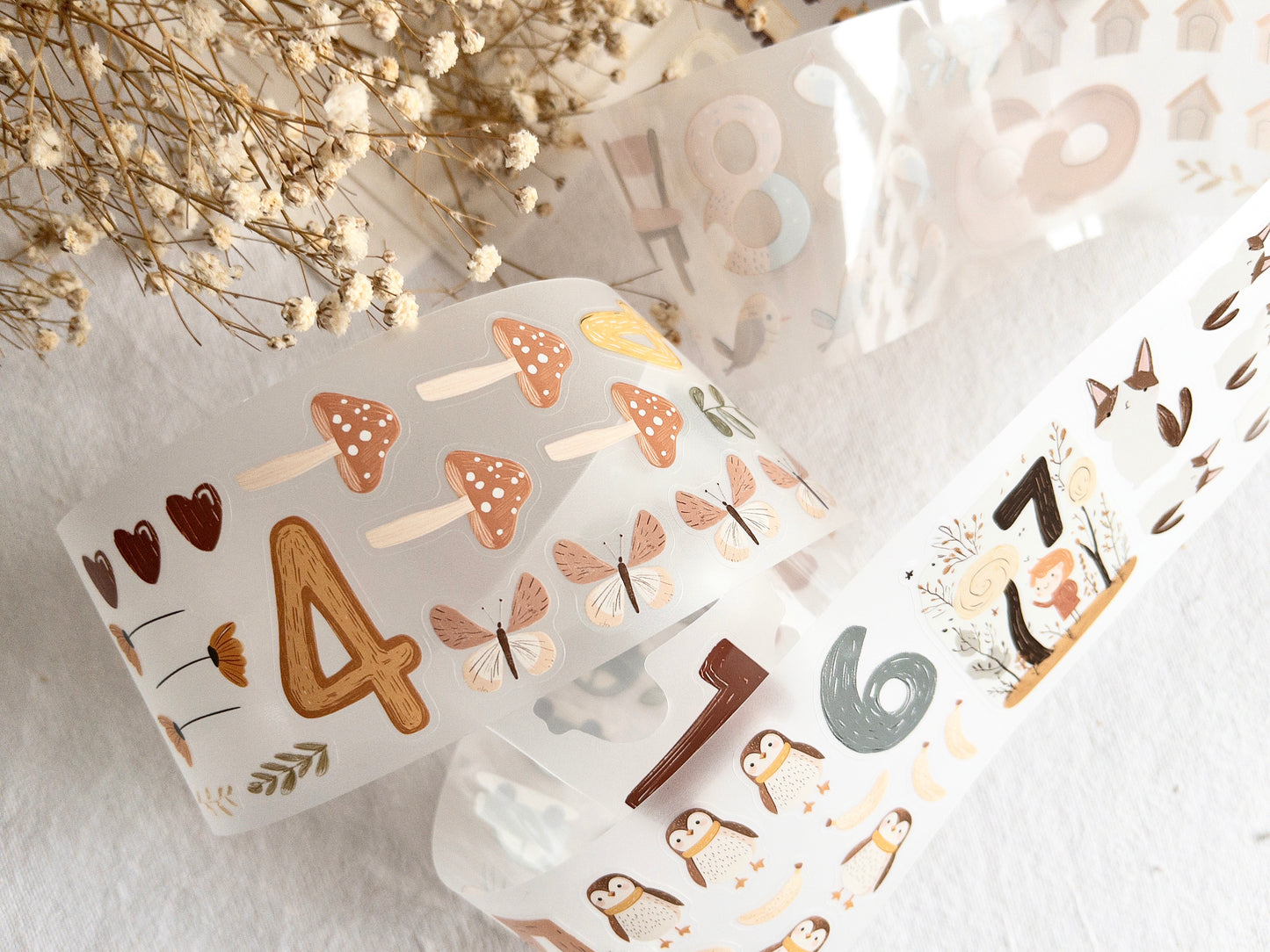 For Littles: "Numbers" Pre-cut PET tape (Sticker roll)