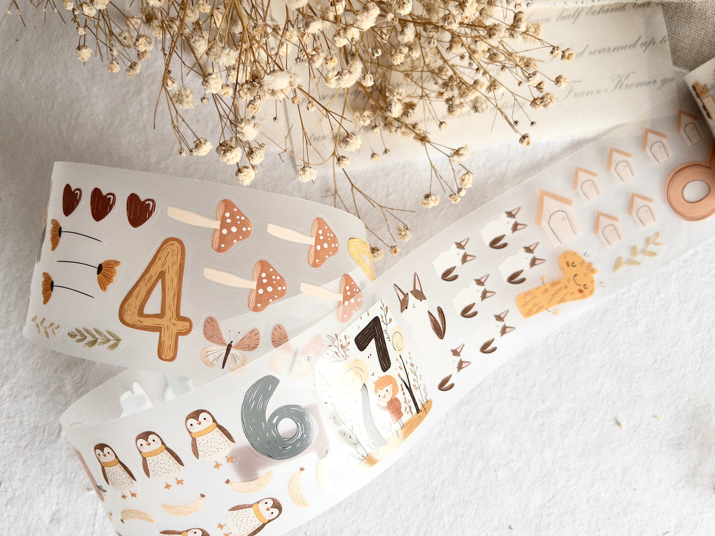 For Littles: "Numbers" Pre-cut PET tape (Sticker roll)