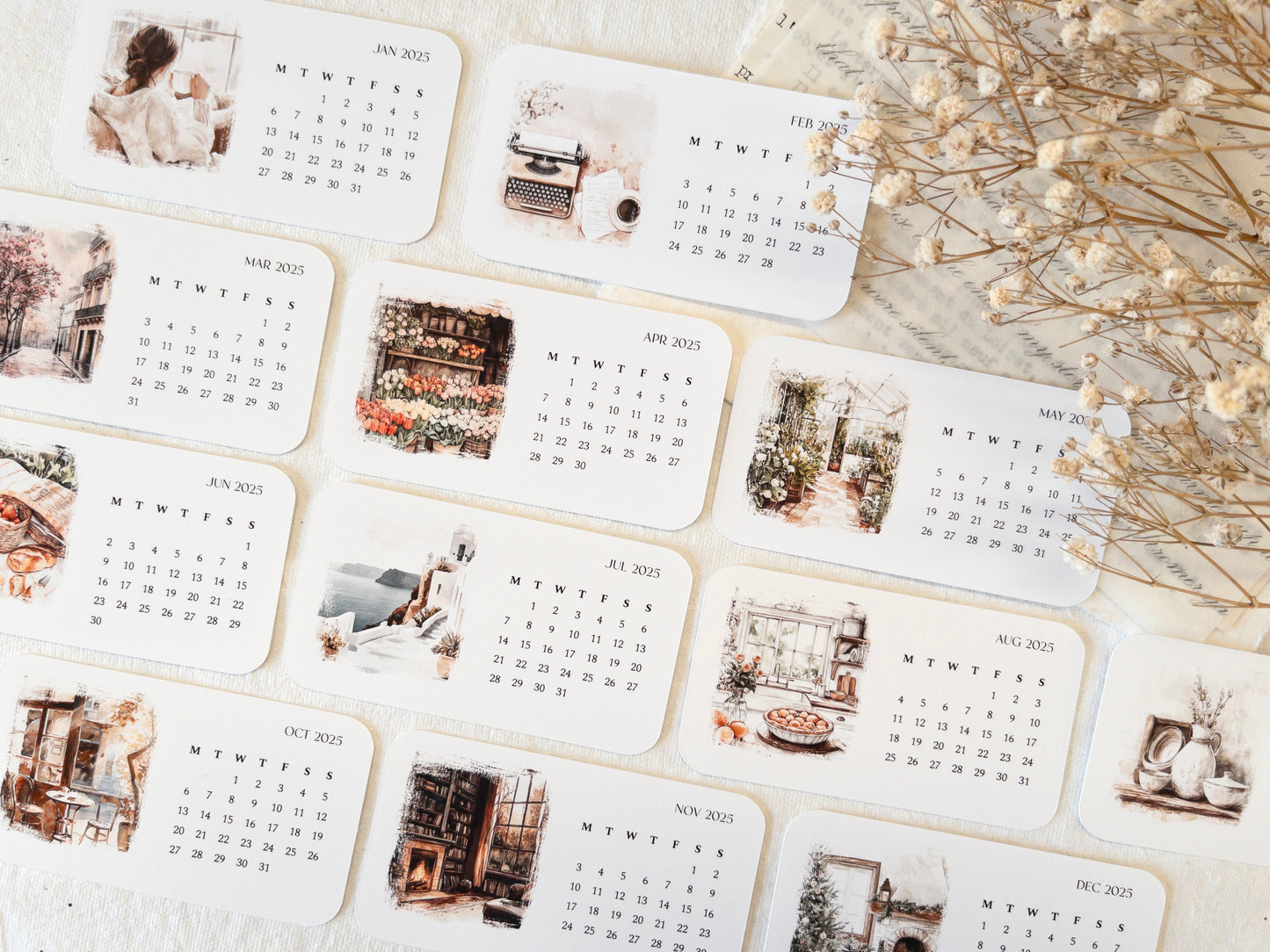 2025 calendar: Journaling cards