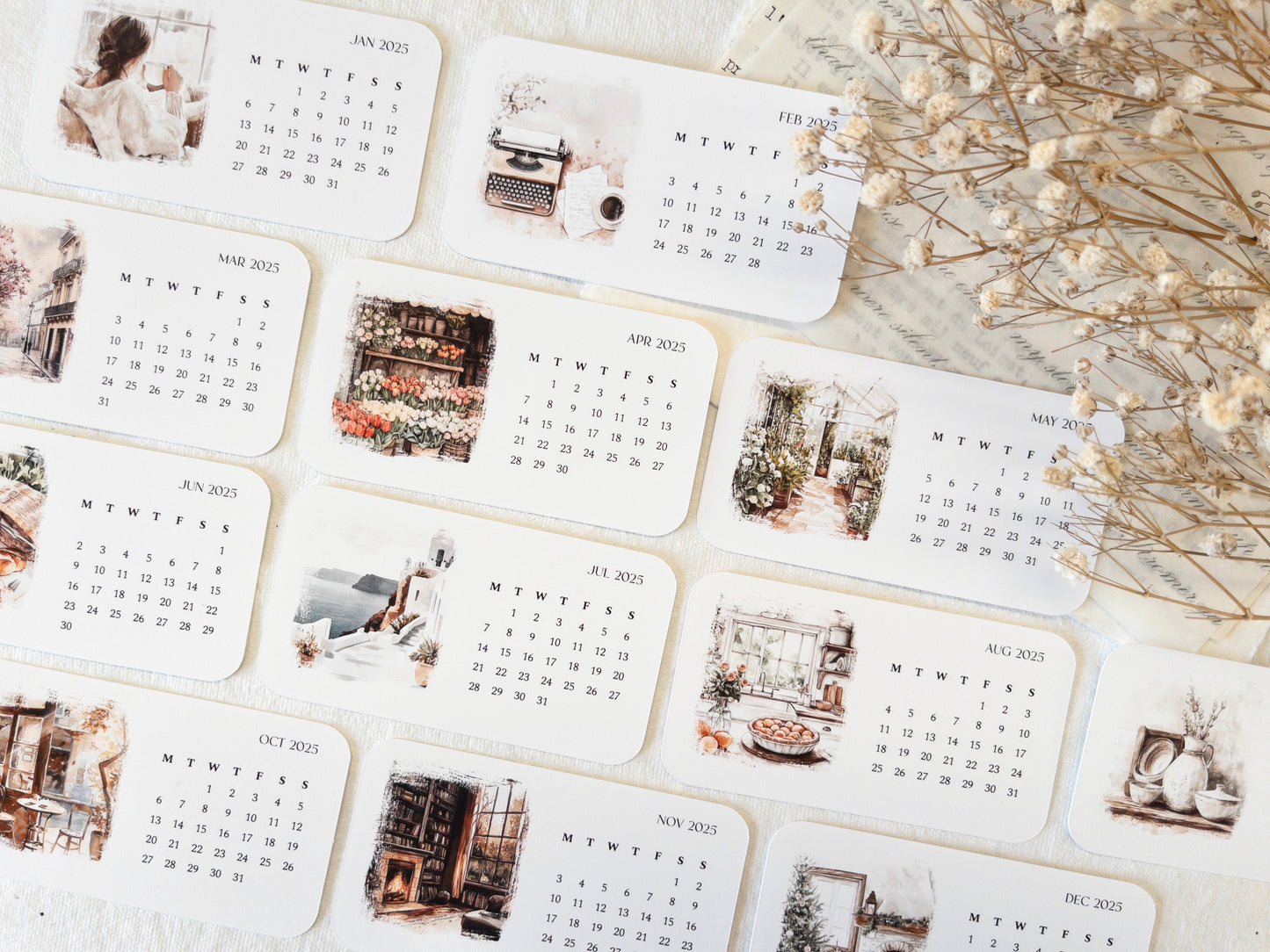 2025 calendar: Journaling cards