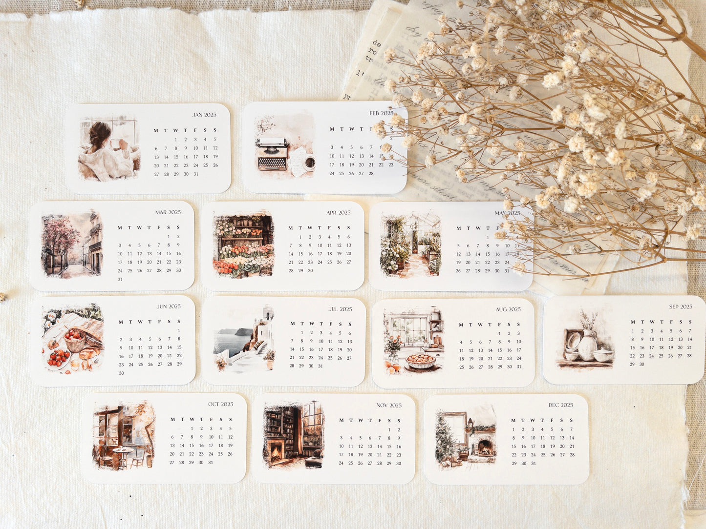 2025 calendar: Journaling cards