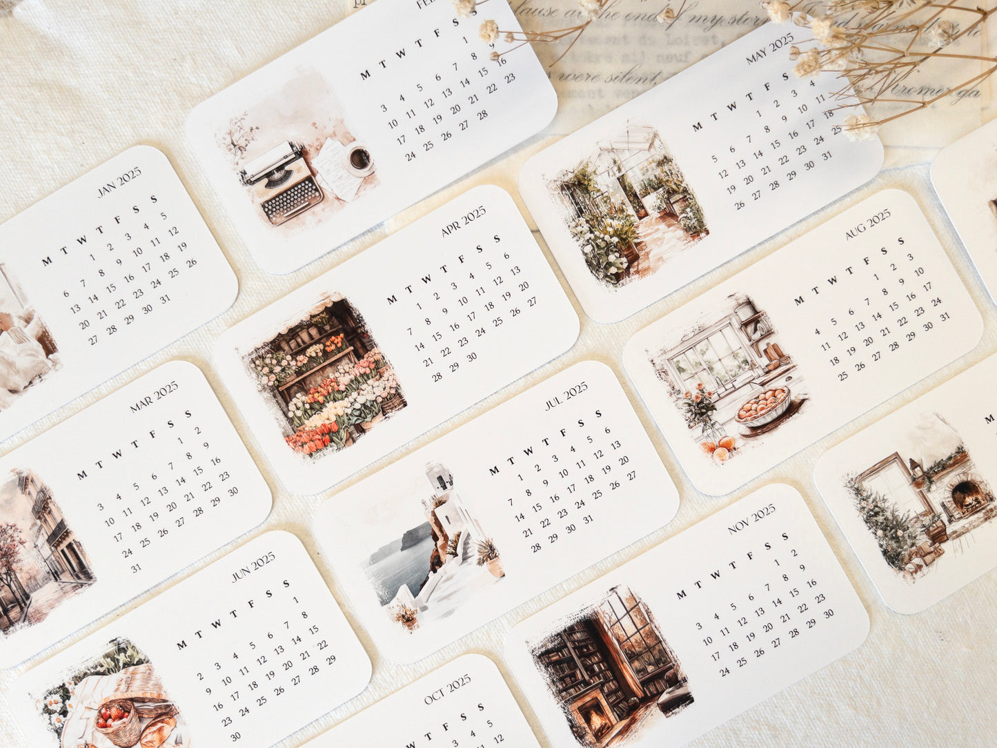 2025 calendar: Journaling cards