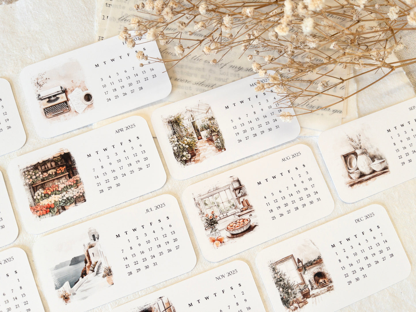2025 calendar: Journaling cards