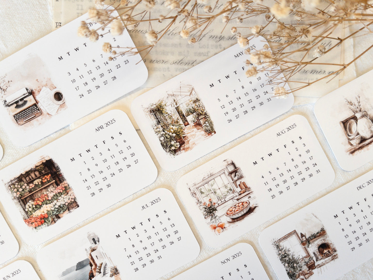 2025 calendar: Journaling cards