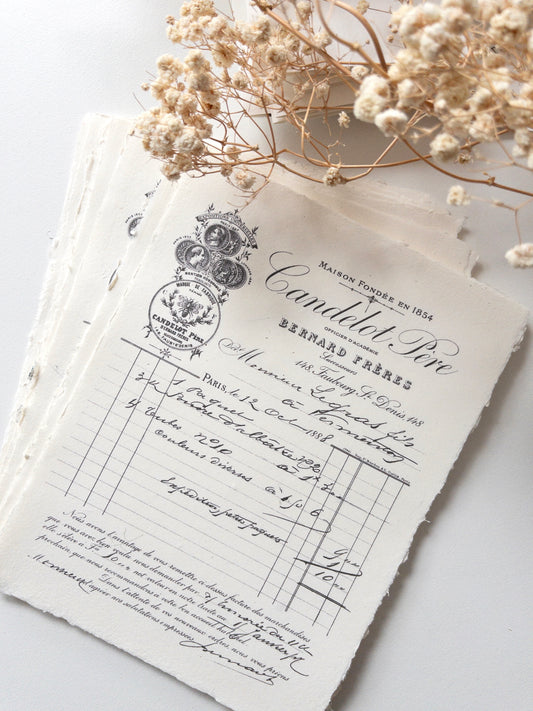 Handmade, printed deco paper: Vintage receipt