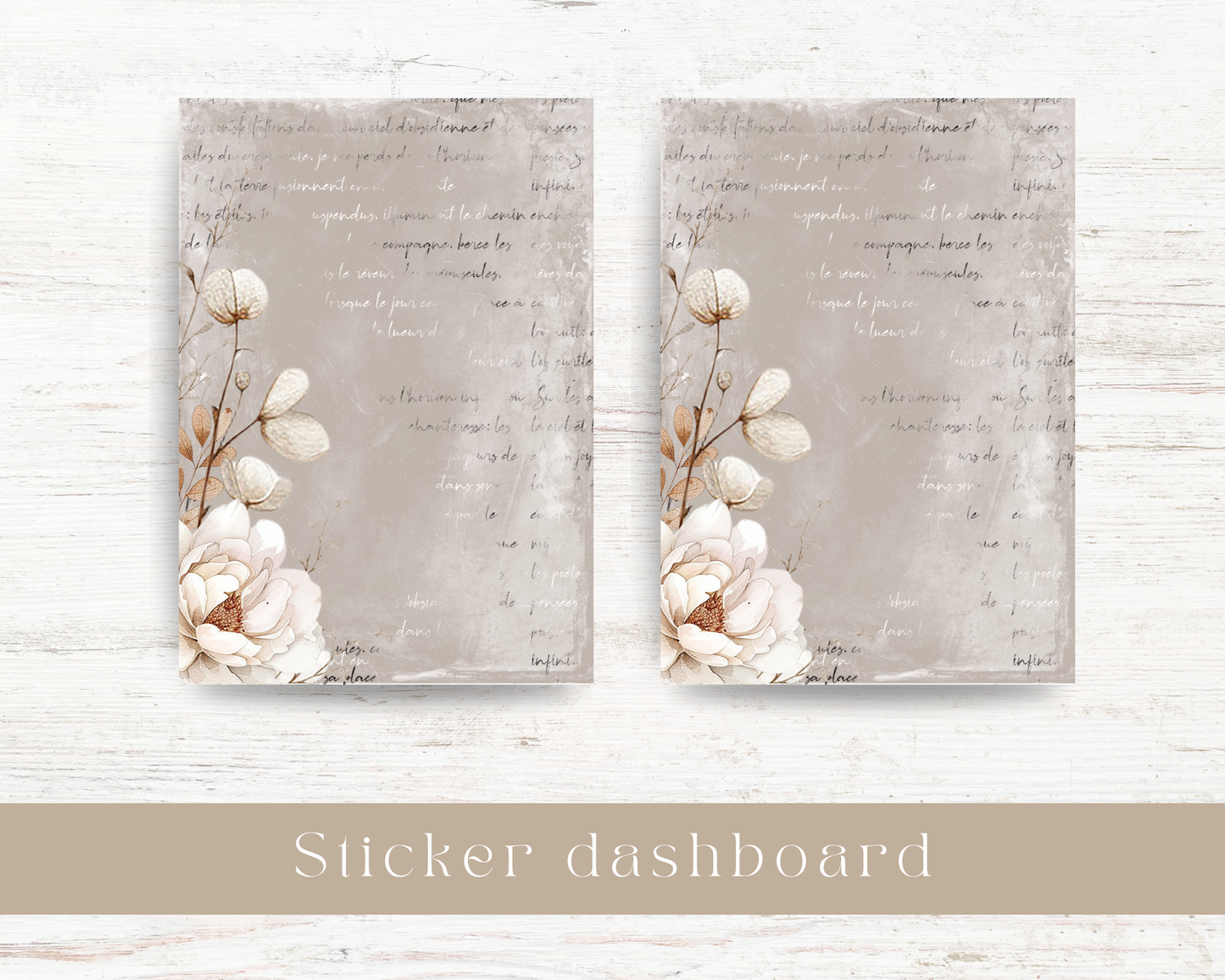 Sticker dashboard: White blooms collection