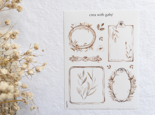 Elegant floral frame stickers (045)