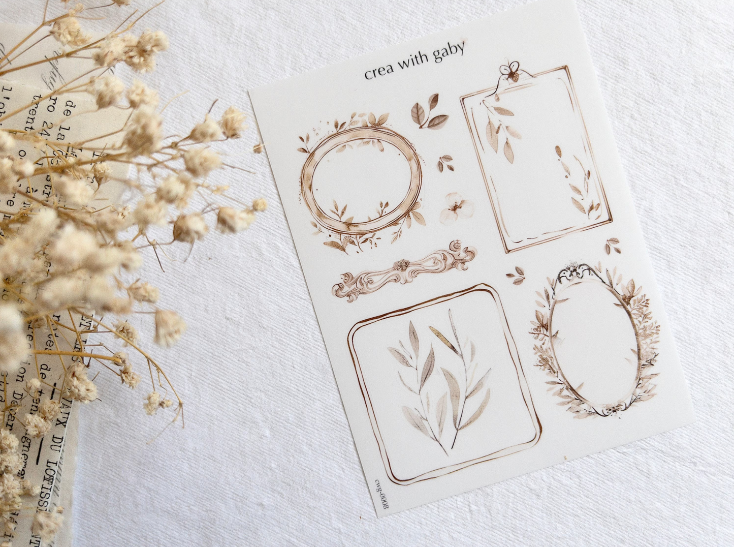 Elegant floral frame stickers (045)