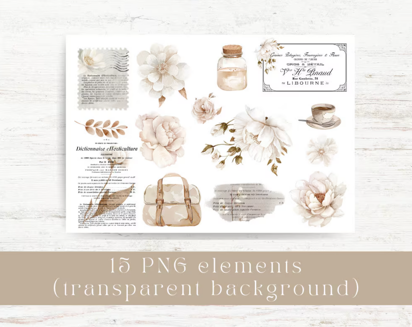 Digital journaling kit: White blooms collection