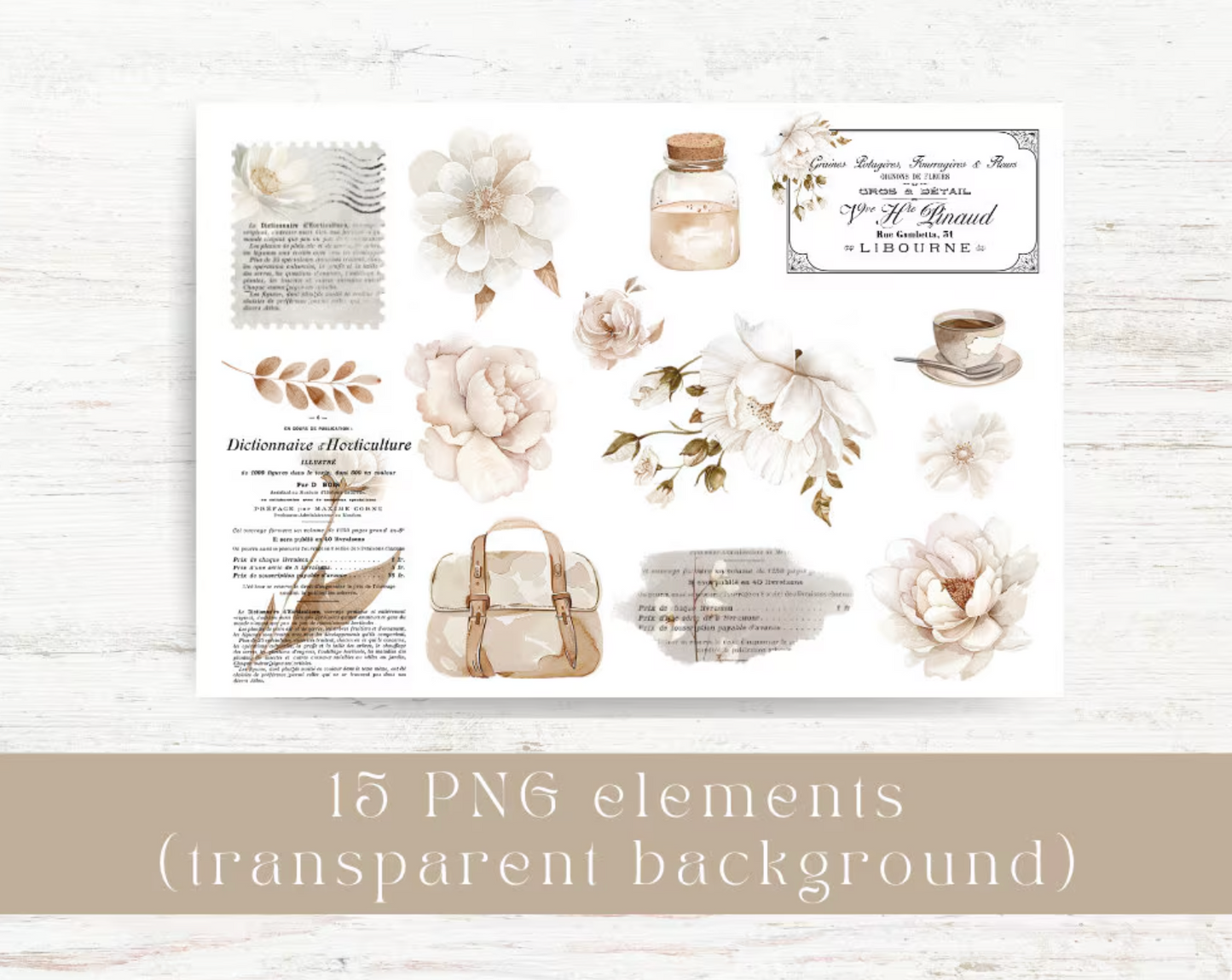 Digital journaling kit: White blooms collection