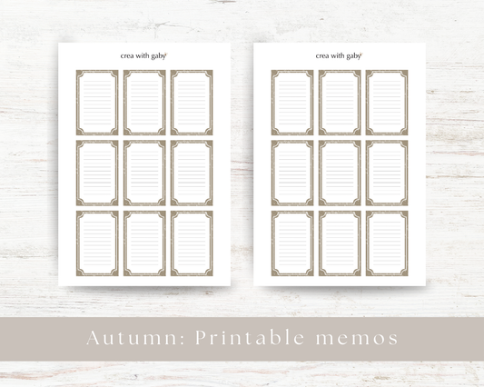 Printable memo cards: Autumn collection